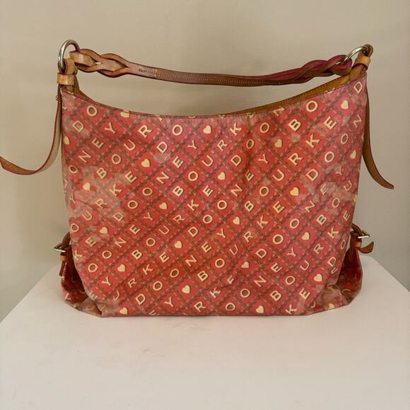 Dooney & Bourke Red Heart Logo Canvas Hobo Shoulder Bag – Vintage Valentine’s - Picture 8 of 16